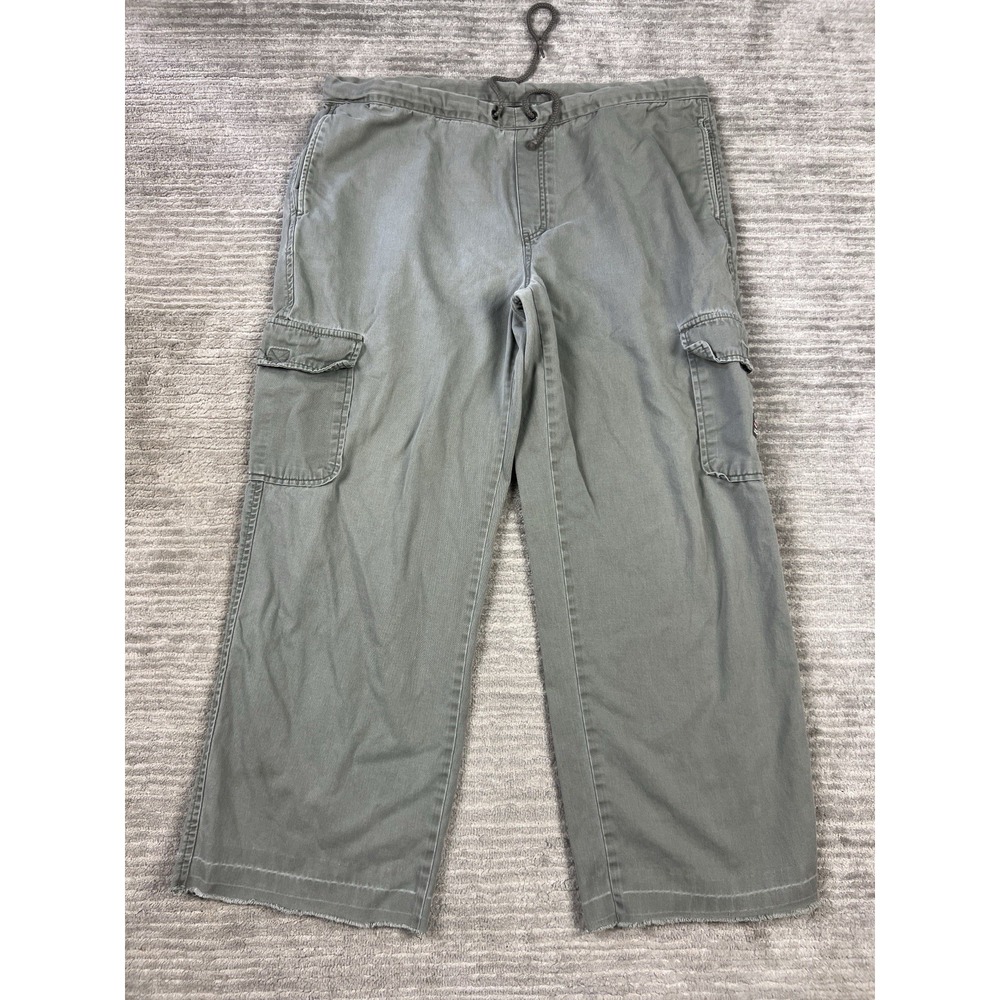 Vintage Unionbay Pants Mens‎ Large Green Drawstring Cotton Cargo Pockets